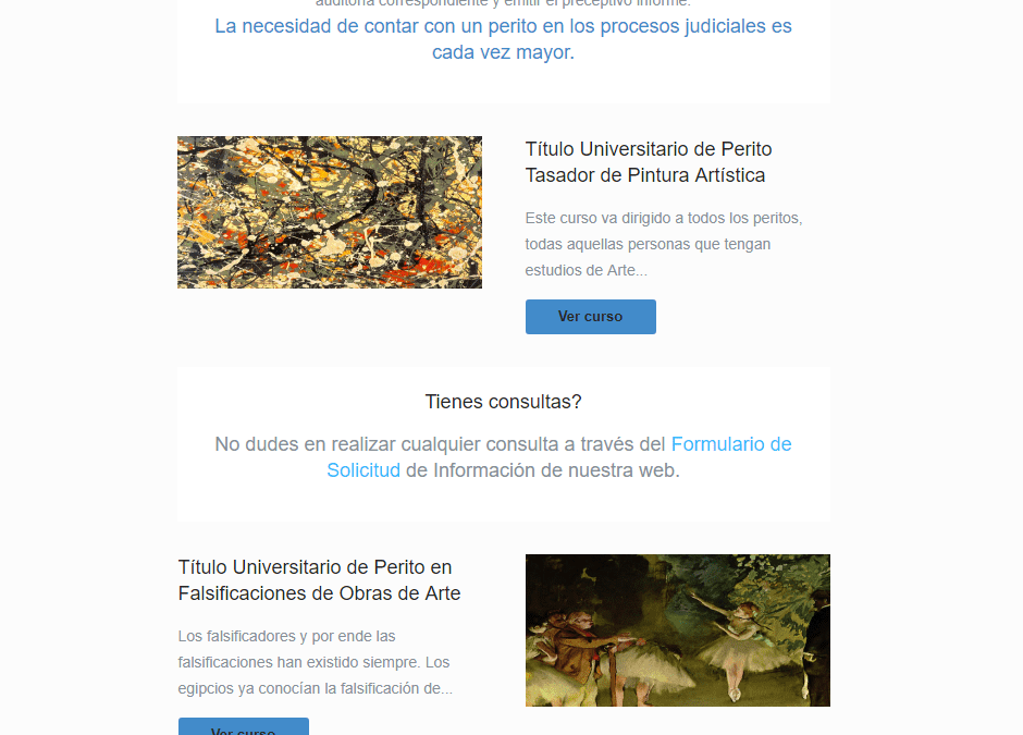 Plantilla email cursos universitarios